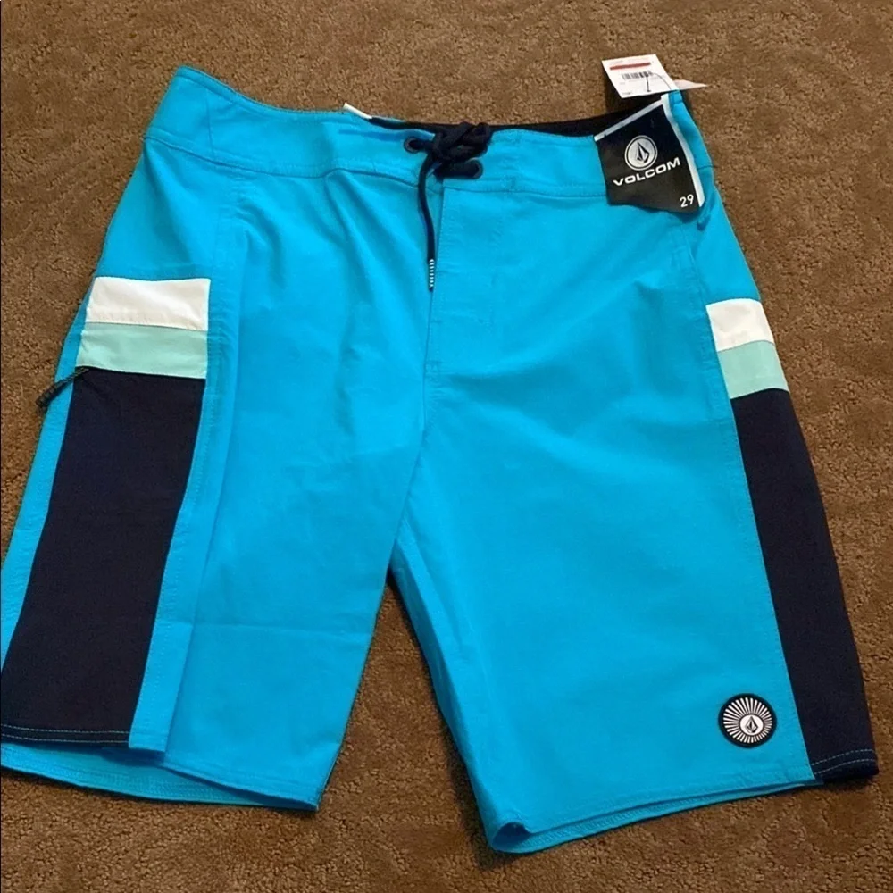 Volcom Men's Blue Swim Shorts size 29, 18 New with tags pocket board shorts